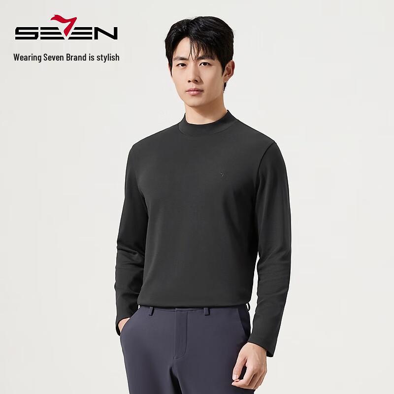 Qipai Men's Modal Far-Infrared Heating Semi-High Collar Long Sleeve T-Shirt