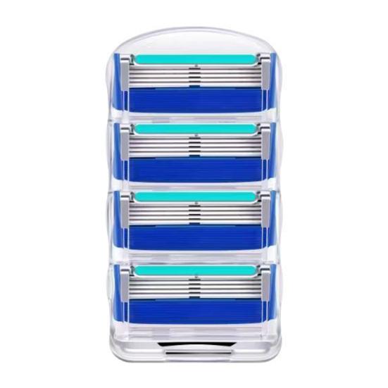 4Pcs Men Razor Blade Refills 5 Layers Stainless Steel Manual Shaver Trimmer Blades Cartridges Replacement Husband Father Gift