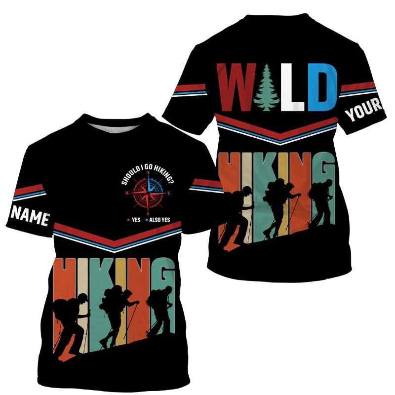 Men Shirt Fashion T-shirt Summer Clothes Personalized Name Hiking 3d Print Shirt Outdoor Casual Sports Tees Tshirt