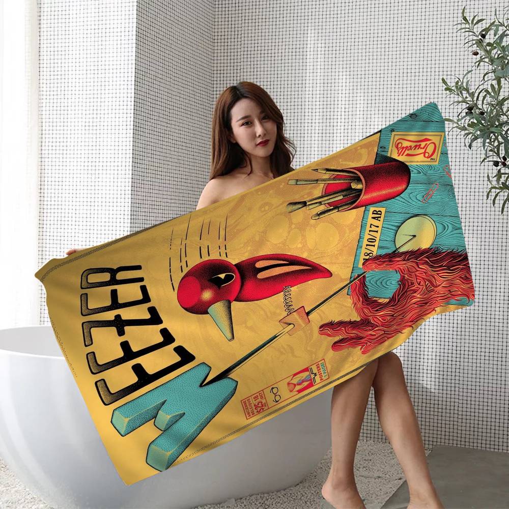 W-Weezer Music Band Beach Towel Colorful Bath Towels For Girl Microfiber Quick Dry Custom Sand Free Beach Yoga Spa Gym Pool