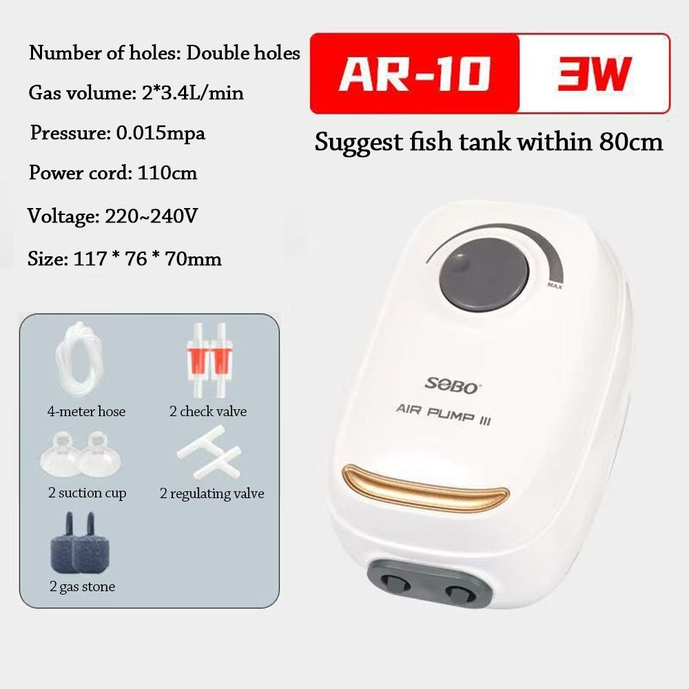 Ultra Silent Aquarium Air Pump Silent Operation Adjustable Automatic Mute Aerator Pump Low Noise 4W/6W/10W Small Oxygenator