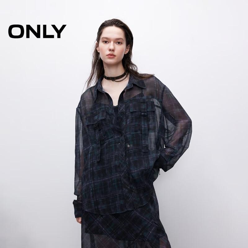 ONLY 2025 Summer Lightweight Sheer Loose Lapel Long Sleeve Shirt M