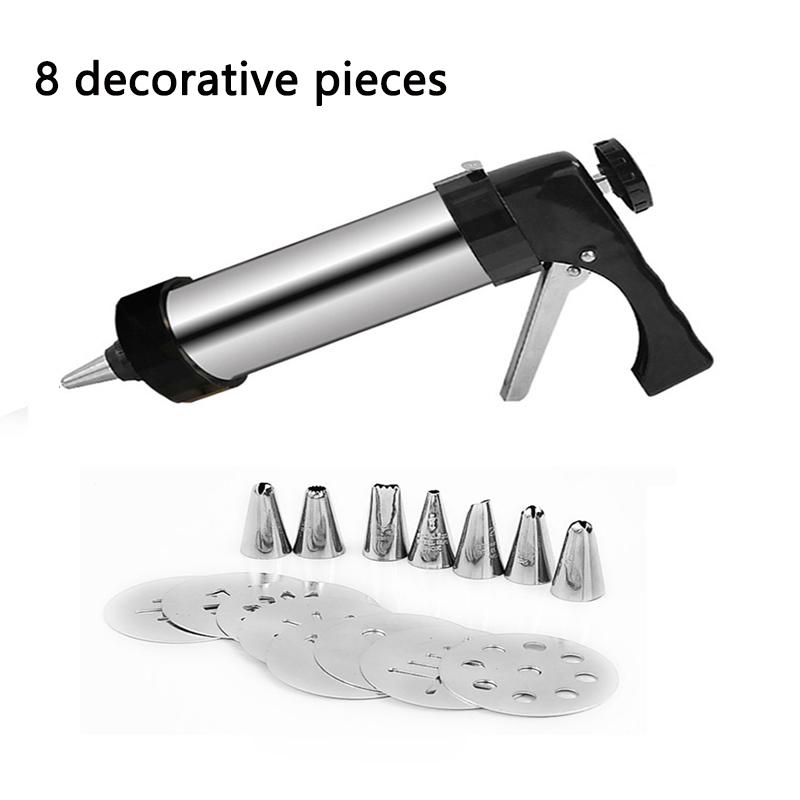 DIY Manual Cookie Press Maker Machine Gun,Stainless Steel Piping Nozzles Biscuit Make Cake Decoration Tools,Decorating Squeezing