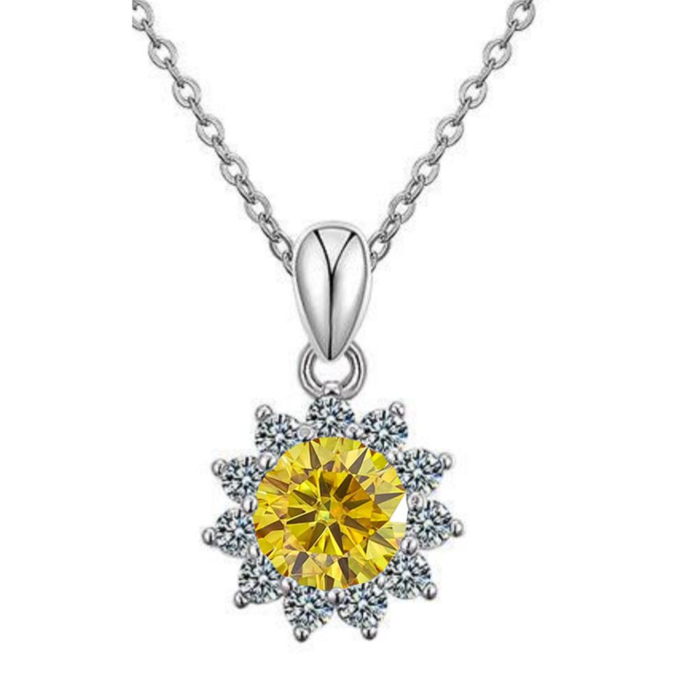6.5mm Snowflake Halo Round Cut Moissanite Pendant Necklace S925 Sterling Silver For Women