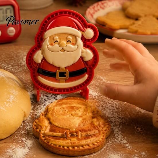 Kitchen Gifts for Bakers Christmas Mini Pie Mold, 3D Relief Embossed Hand Baking Gadgets Reusable DIY Dough Press Mold Holiday Party Molds