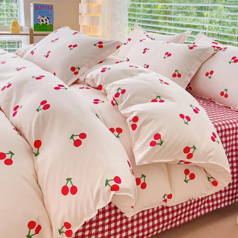 Ins Style Bedding Set Fashion Solid Color Washable Duvet Cover Without Comfortable Pillowcases Sheet for Student Soft Home Texti