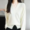 NaVaVa Women S SofT Plain SpliT Hem V Neck Long SleeVe KniT T ShirT Nk3351