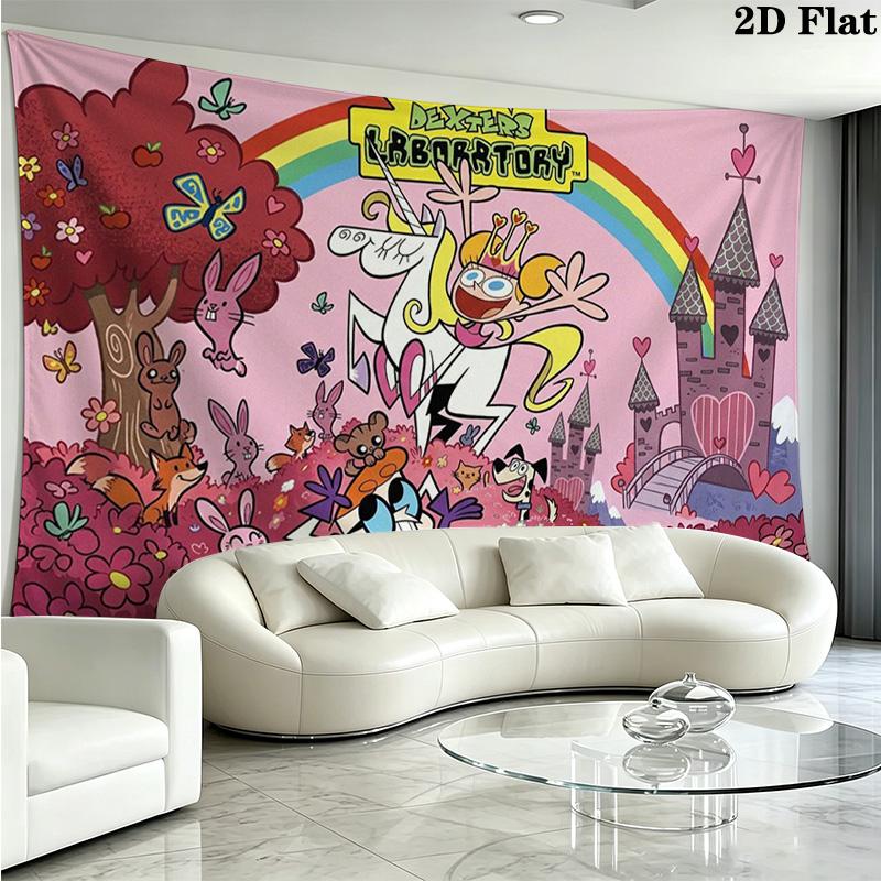 Dexter 's laboratory Wall Tapestry Aesthetic Wall Hanging Printed Fabric Blanket Decorative Tapestries for Bedroom Living Room Home Decor