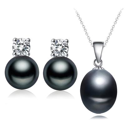 Echtes Süßwasser Naturperlen Set für Frauen, Hochzeit 925 Sterlingsilber Perlenkette Ohrringsets Ehefrau Mutter Verlobungsgeschenk