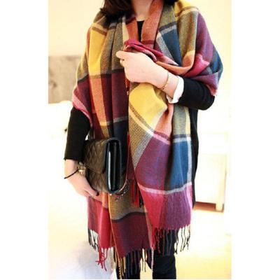 Hiver femme treillis Imitation cachemire écharpe automne et hiver épais mode chaud sauvage écharpe châle
