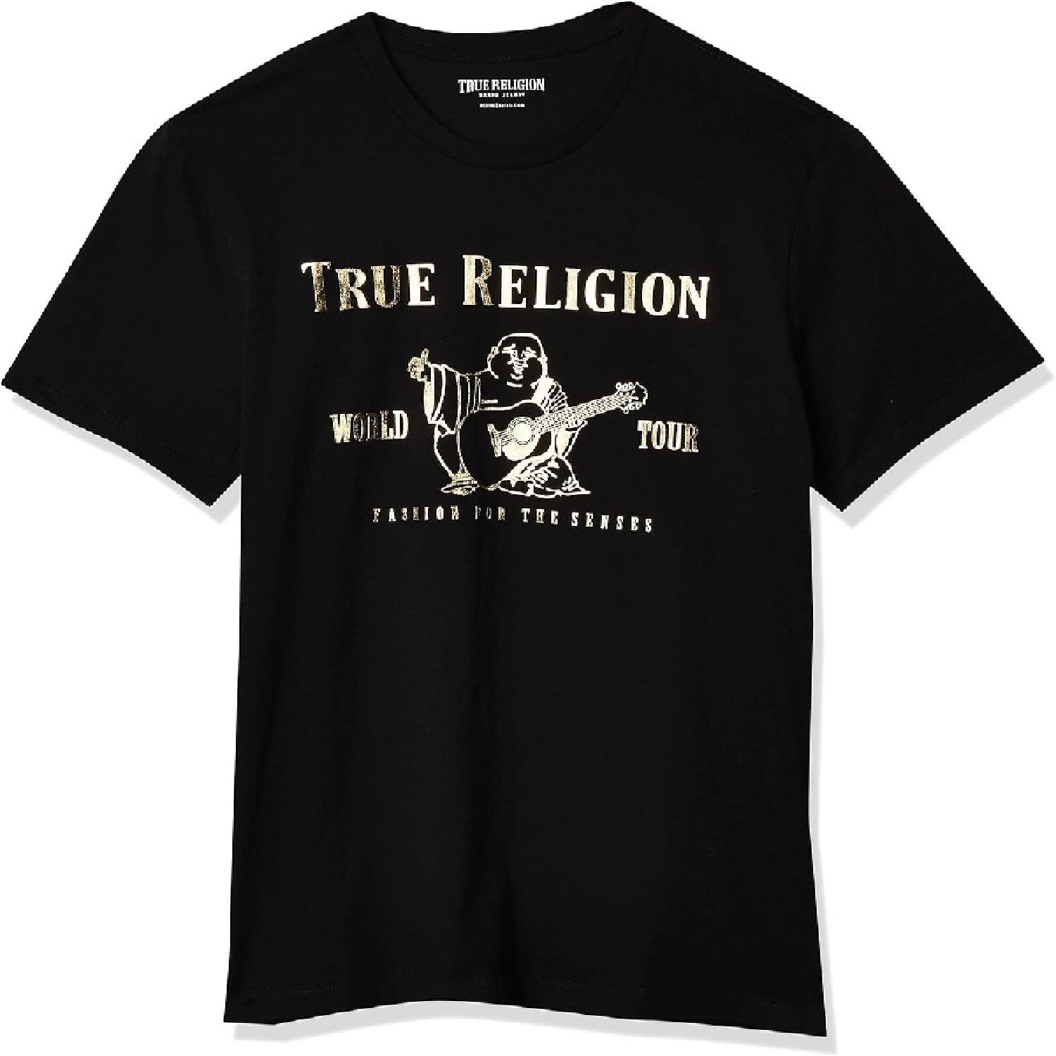 

Мужская футболка True Religion с коротким рукавом и металлическим принтом Будды S разноцветный