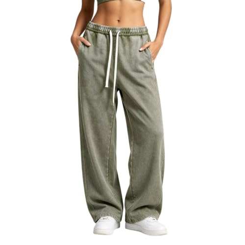 Damen locker sitzende Wide Leg Jogginghose Lässige Sporthose für, Training und Alltag