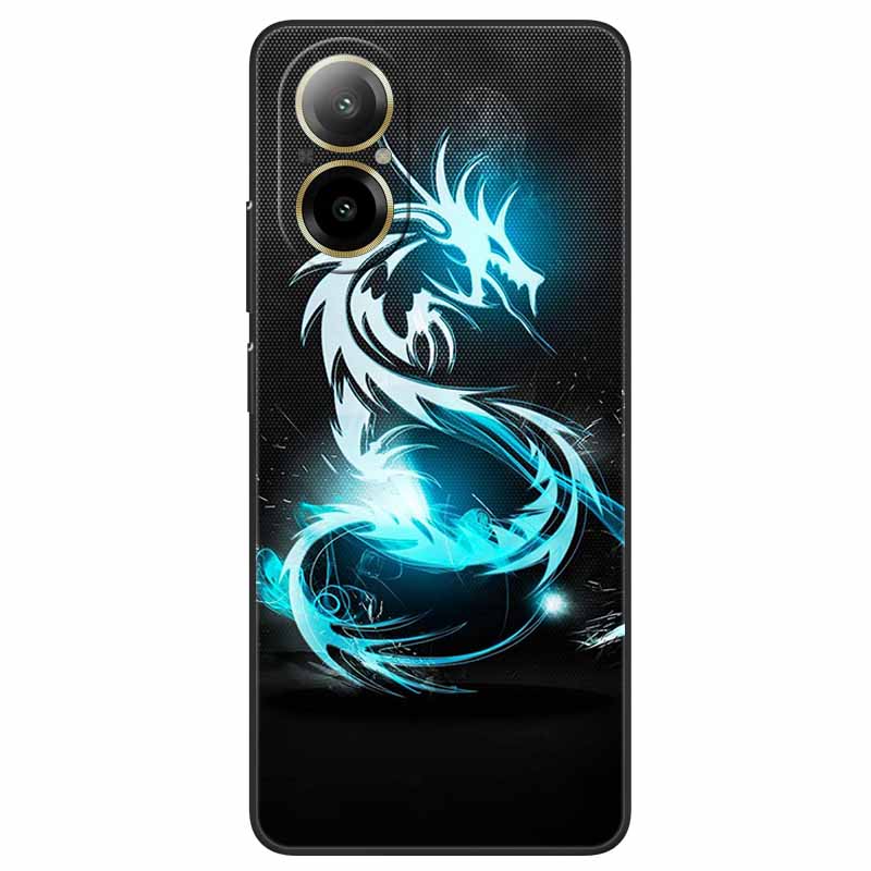For Realme C67 4G Case Animals Painted Black TPU Silicone Soft Bumpers for RealmeC67 4G C 67 RMX3890 Phone Covers Wolf Cool Bags