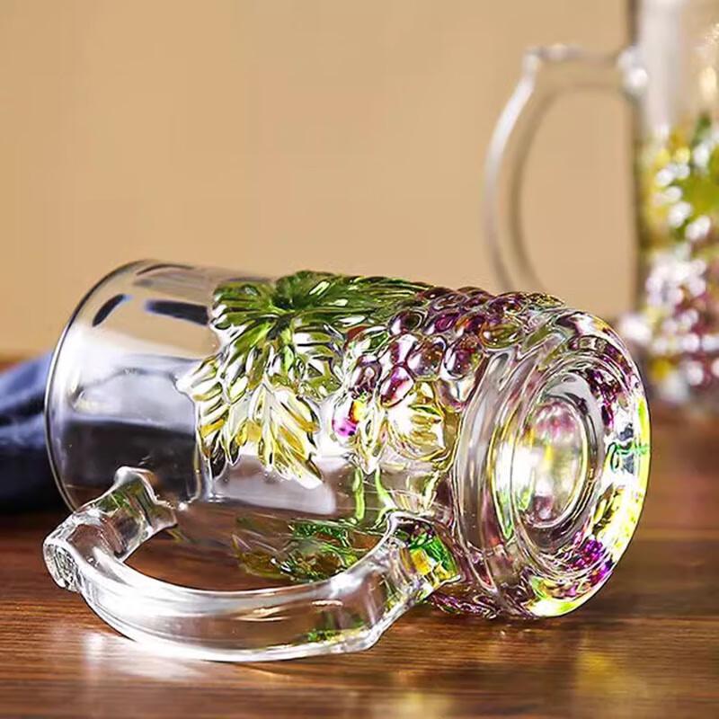 Changbaosen Painted Grape Glass Cup with Handle (Set of 2)