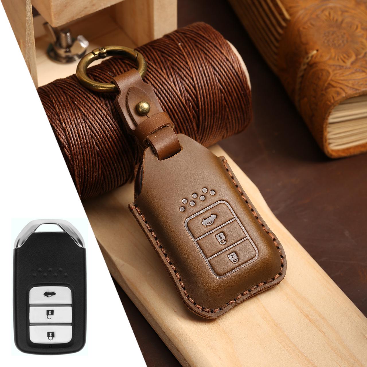 

Genuine Leather Key Cover for Honda Civic & Accord - Full Wrap Cowhide Protection