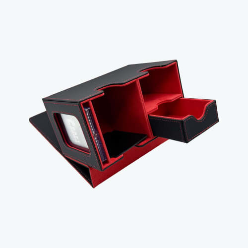 CRAFT CROWN Large PU Leather Deck Box with Window (Orange)