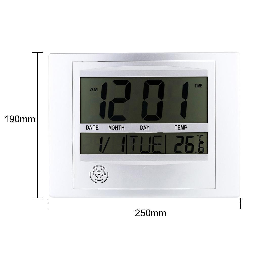 Digital LCD Home Office Decor Wall Clock Indoor Temperature Metal Wall Clock Day Wall Clock Bathroom Wall Clock