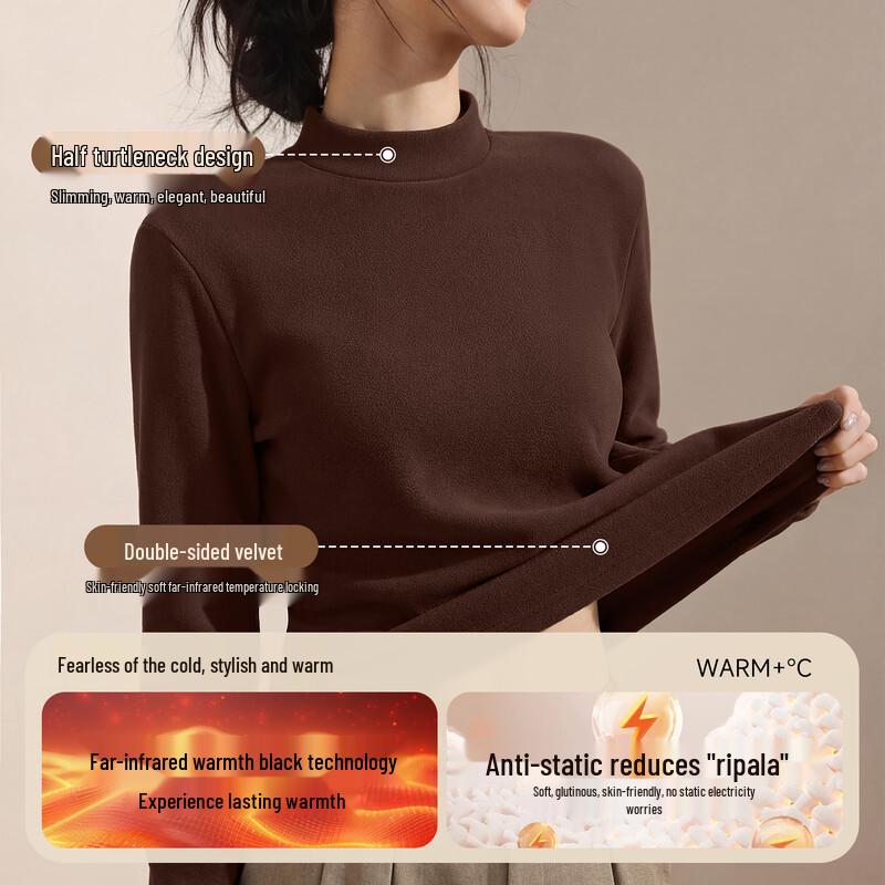 MINISO Women's Semi-High Collar Long Sleeve Base Layer Top