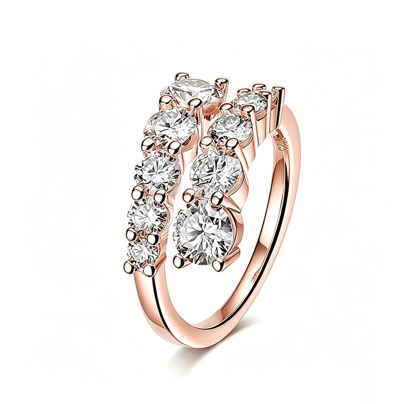 Smyoue 10 Gems Full Moissanite Rings for Women Sparkling Flawless Lab Created Diamond Wedding Band S925 Silver Jewelry