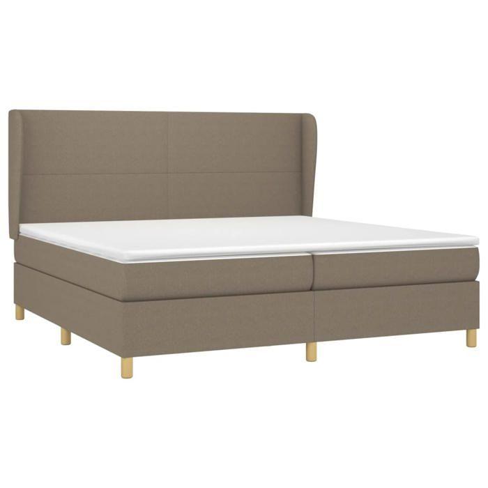 3128393 vidaXL Lit à sommier tapissier avec matelas Taupe 200x200 cm Tissu