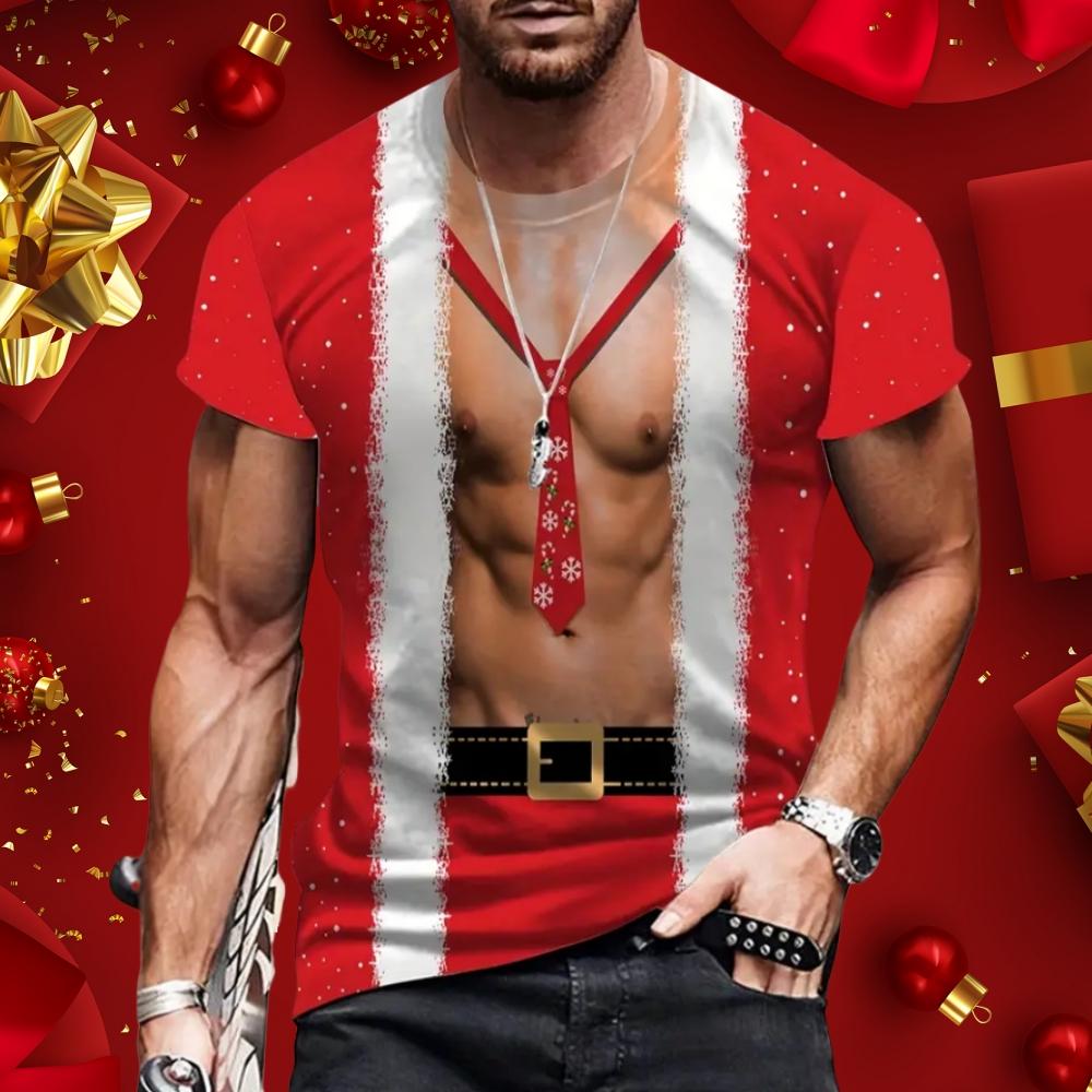 Christmas Unisex's T Shirt Funny 3d Santa Claus Print T Shirts Casual Pullover Short Sleeve Fashion Shirts Graphic Tees Sweatshirt