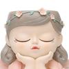 Elf Girl Flower Pot Plant Bud Vase with Drainage Hole Cartoon Resin Planters Bonsai for Living