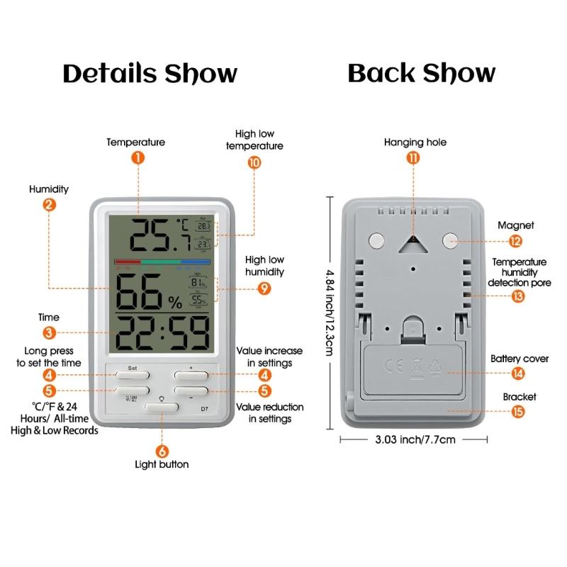 Digital Indoor Hygrometer Thermometers High Accuracy Temperature Humidity Meter for Home Offices Cellars Basements