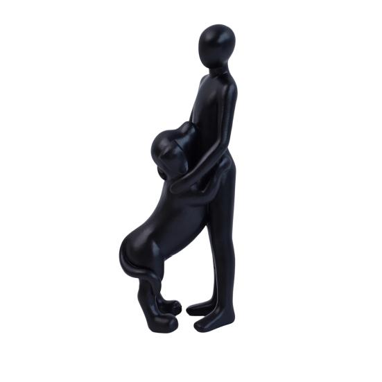 Modern Abstract Man and Dog Statue Desktop Decoration, Resin Pet Lover Gift for Home Office Shelf, Minimalist Human & Puppy Sculpture Figurine for