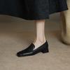 Fashion New Genuine Leather Mid Thick Heels High-quality Pumps Women Square Toe Retro Pumps Office Shoes Luxury Shoes for Women 2025