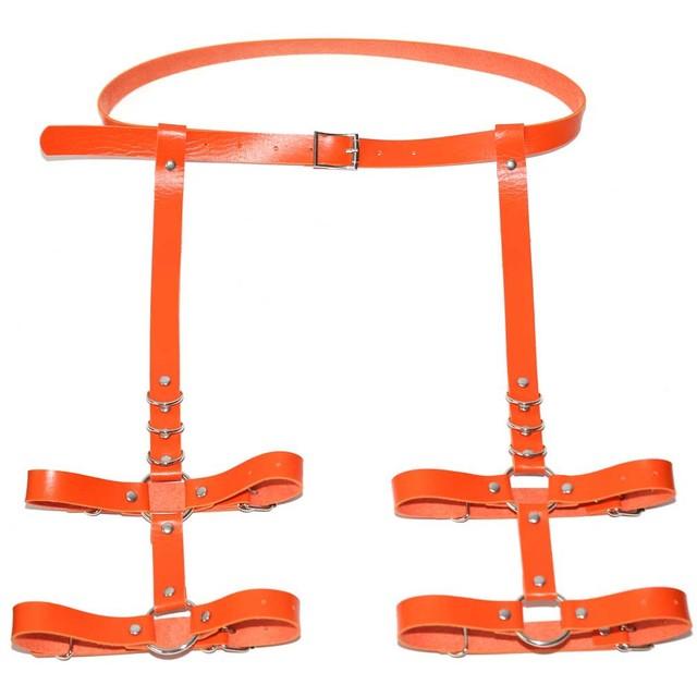 Sexy Harajuku Handmade Pink Bow Garter Belts Leather Suspenders Straps O-ring Leg Harness