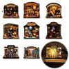 Accenti Rustici Festivi Halloween Vintage Legno Luminoso Decorazione da Tavolo, Scena 3D Illuminata a LED Scene Display per Festa, Ornamento Spettrale per Casa