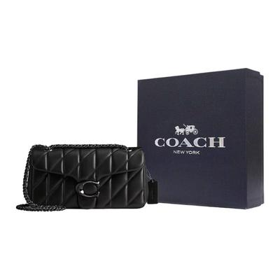 Proužkovaná kožená crossbody taška, střední dámská taška přes rameno, černá