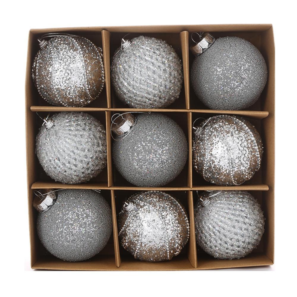 9pcs 8cm Christmas Hanging Balls Set Glitter Xmas Tree Ornaments  Home New Year Gifts