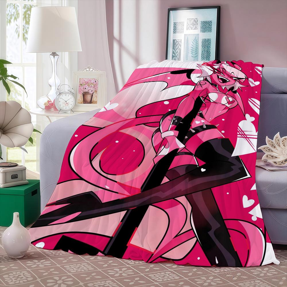 H-Hazbin Cartoon Hotel Funny Blanket Warm And Soft Suitable For Bedroom Living Room Sofa Bed Office Travel Camping