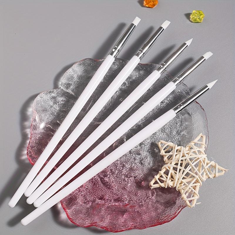 [Set Penne per Nail Art] Set da 5 Penne per Nail Art Manico Bianco o Rosa Strumento per Punti e Stamping con Penna Pressione in Silicone per Manicure
