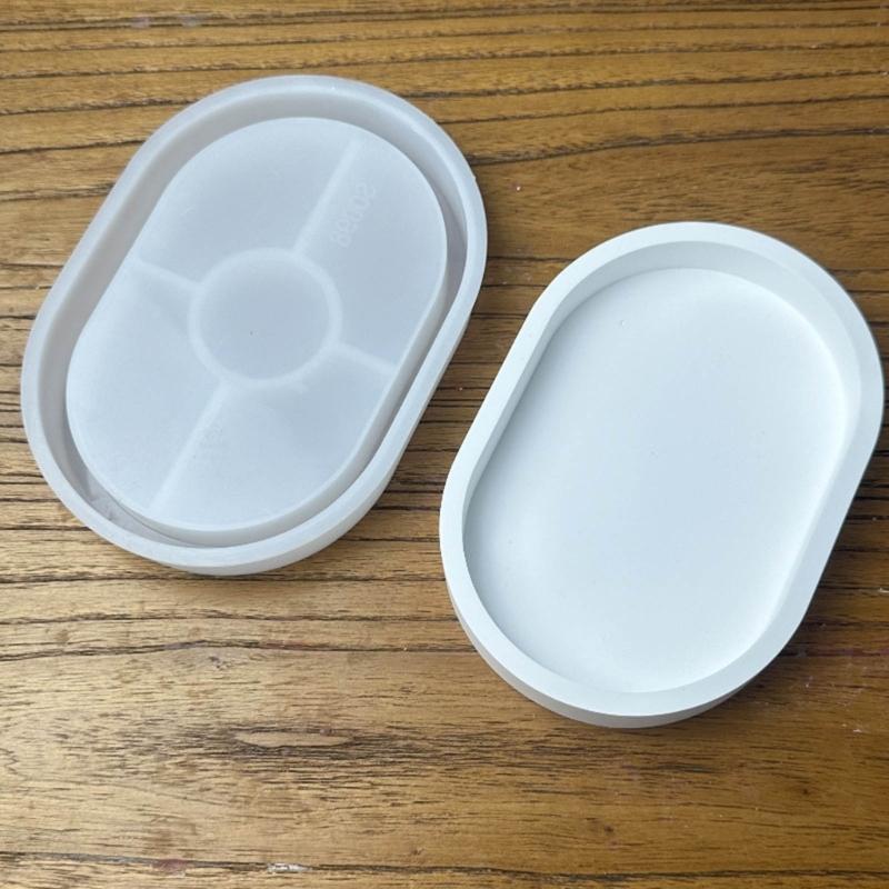 Silicone Moulds Candlesticks Resins Molds Oval Candle Holder Tray Molds DIY Concrete Castings Mould Crafts Decorations