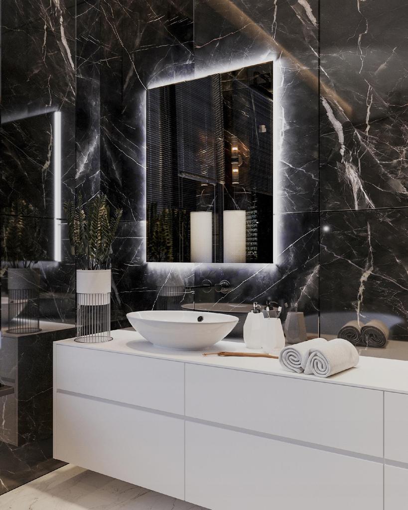Lustro Podświetlane Led 65X90 Wodoszczelność Ip65 Wieszane Pion Poziom