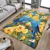 1 Stück Papageien Blumen Rutschfester Teppich für Büro & Wohnzimmer & Schlafzimmer & Esszimmer - Flach- Weich & Gemustert, Lebendige Farben-W300