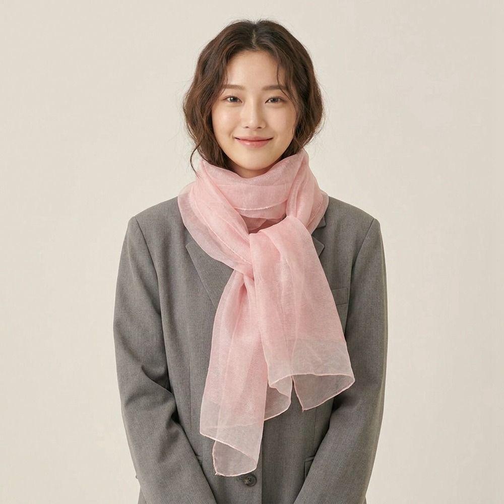 Solid Color Silk Scarf Long Hijab Scarf Fashion Warm Shawl Autumn and Winte