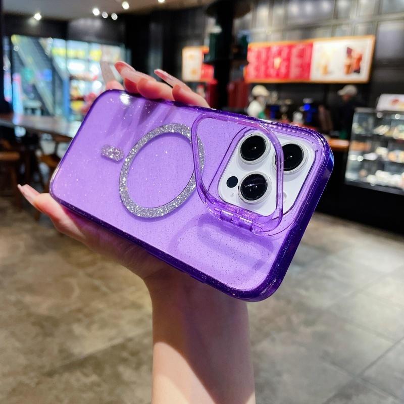 

Hard Star Glitter Magnetic Phone Case for For Iphone 17 1 16 14 13 12 Pro Max Plus Air For Camera Kickstand Holder Cover iPhone 14 Plus