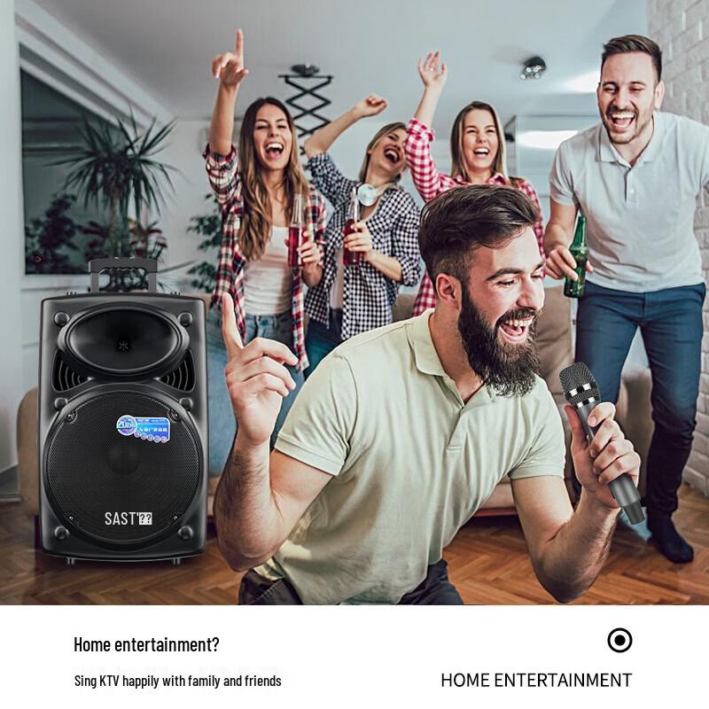 SAST 18-inch Portable Bluetooth Trolley Speaker with Microphone CN Plug (adapter Included) (CN Version)