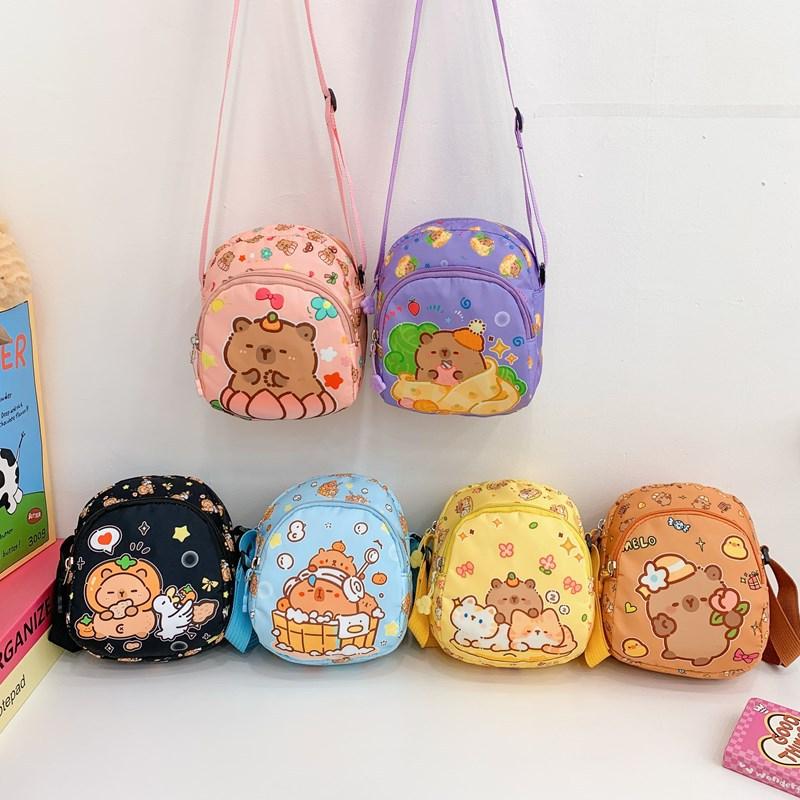 Cartoon Printed Capybara Shoulder Bag Children Outdoor Leisure Crossbody Bag