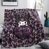 1PC Kuromi Print Flannel Blanket, High quality All Seasons, Home Decor, Warmth and Comfort, Perfect for Christmas Gifts