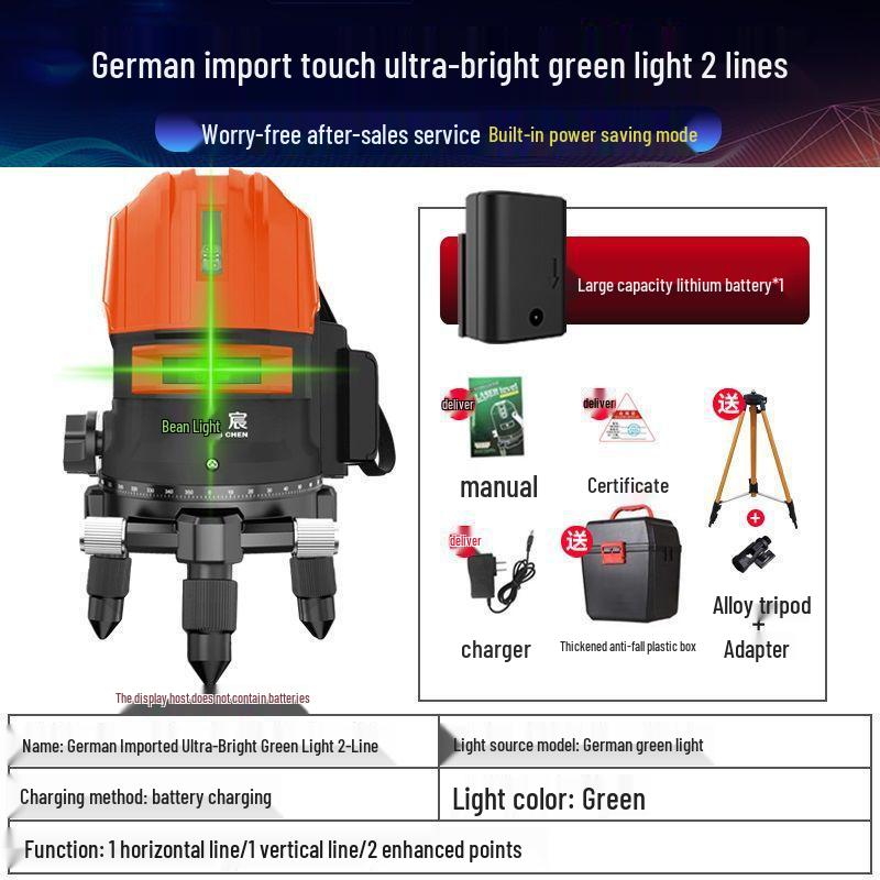 High Precision Auto-Leveling Laser Level - Green/Blue Light with 2, 3, or 5 Lines for Outdoor Use