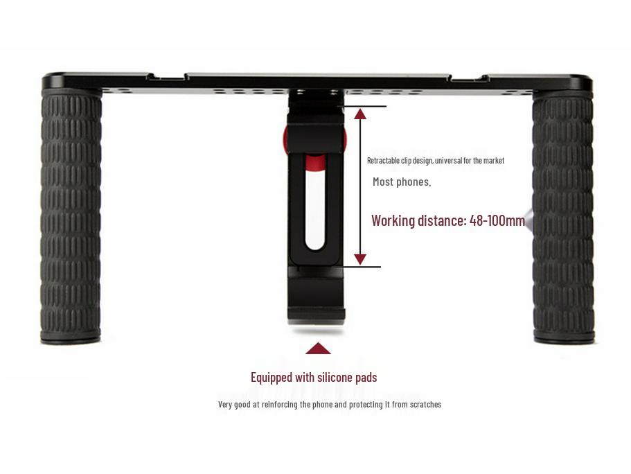 Manjike Portable Aluminum Phone Cage with Light and Mic for Live Streaming