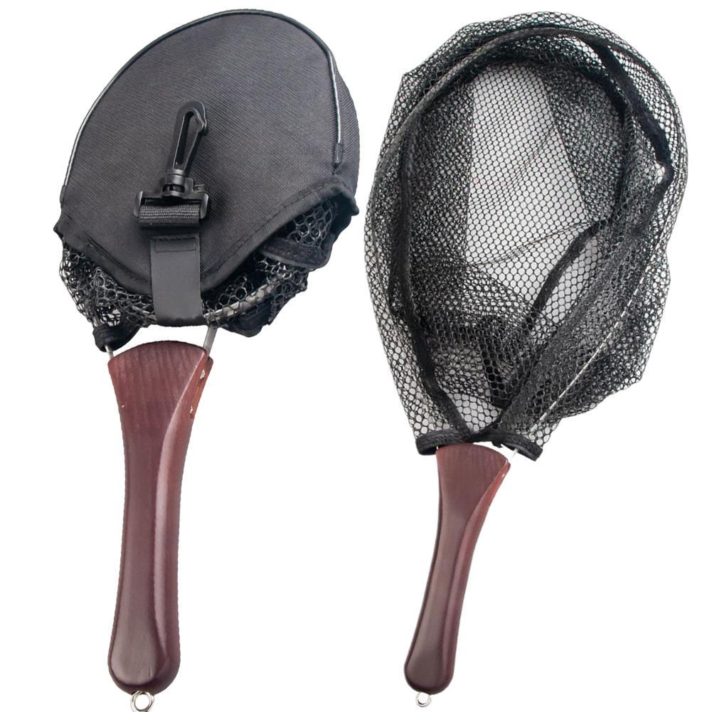 Folding Fishing Net Wooden Handle Trout Net Catch and Release Net Outdoor Stream Fishing Tools Accessory