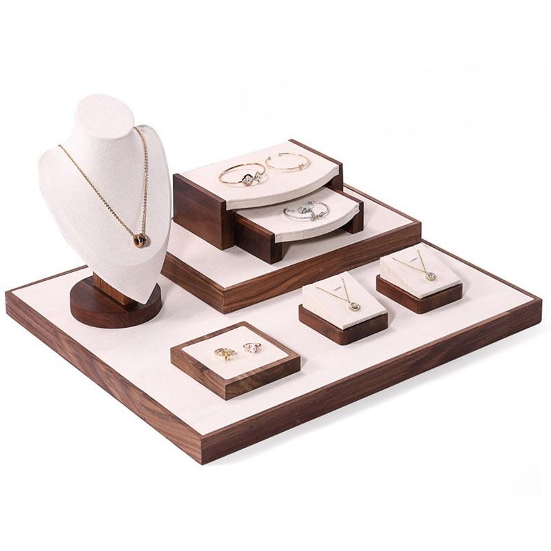 Wooden Jewelry Organizer Tray Rings Earrings Display Pallet Necklace Jewellery Showcase Pallet Large Capacity Rings Storage Tray