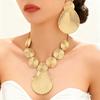 Jewelry disc texture exaggerated high-end design temperament fashion necklace earrings set