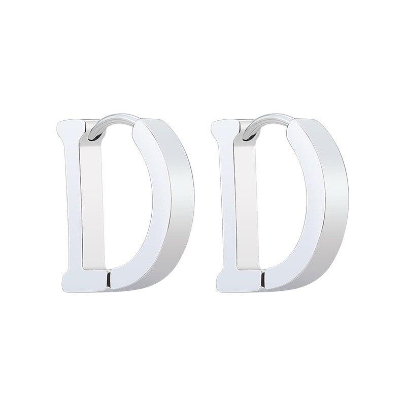 

Модные серьги-кольца из нержавеющей стали с буквой D для женщин и мужчин, простые геометрические серьги для пирсинга, вечерние украшения на день рождения