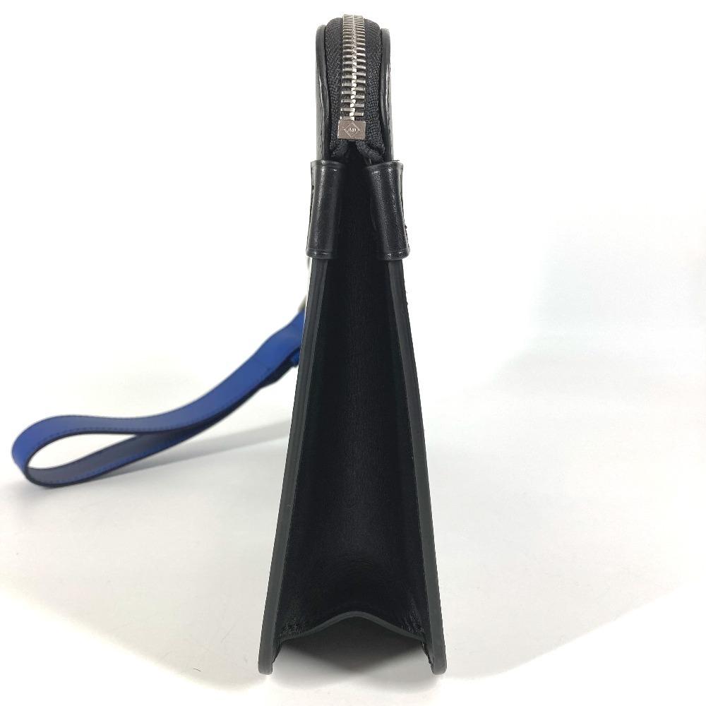 Dunhill D logo with Strap Cluch Bag Clutch bag Leather Black/Blue x White